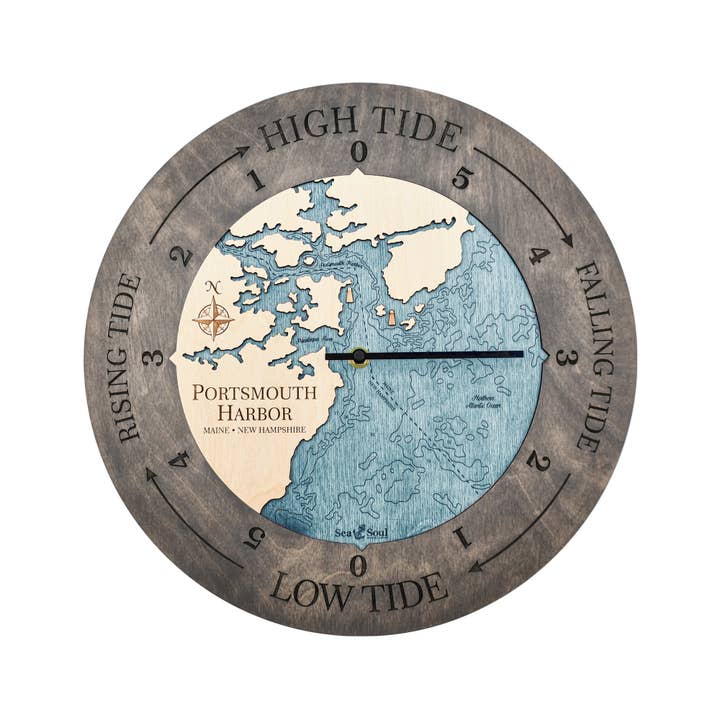 Sea & Soul Nautical Chart Art - Vente Horloges murales - Carte de profondeur d'eau de la côte du Maine105