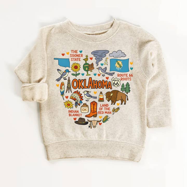 Sweat-shirt enfant Oklahoma – Icônes du Sooner State pour la vente par EnjoyMyDesign