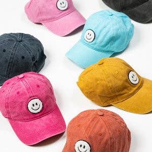 JOSSLYN by wall to wall - Wholesale Baseball Cap - Women's - WASHED SHERPA HAPPY FACE BASEBALL CAP 40HW703