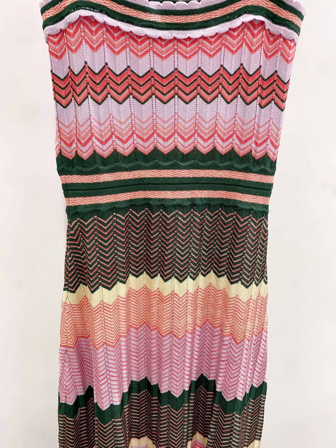 Multi Colored DR331 Retro Pleated Knit Dress - Spring/Summer Chic for wholesale on Faire12