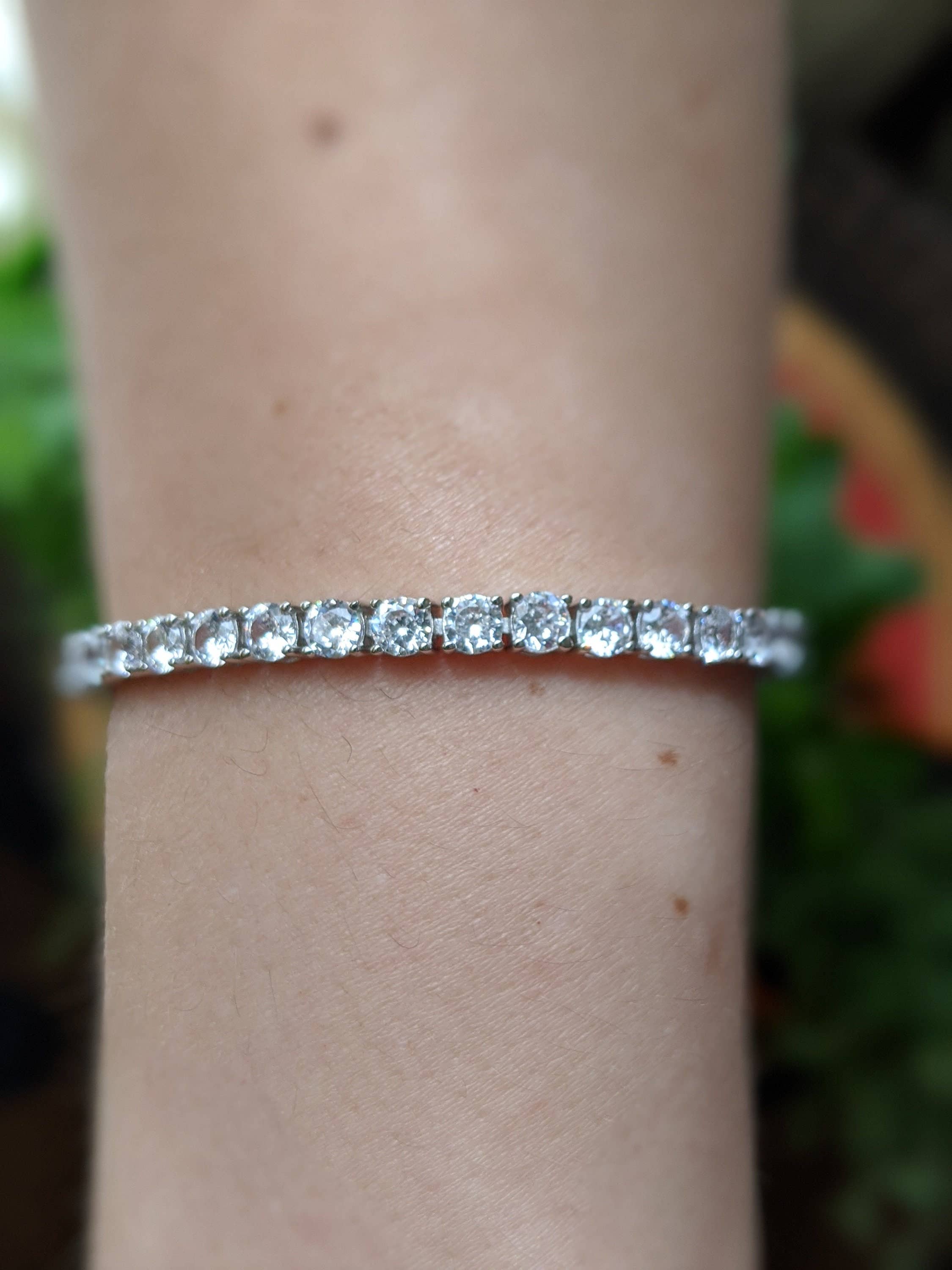 TwoBirch - Wholesale Tennis Bracelet - White Gold Plated Moissanite Tennis Bracelet, Various Sizes5