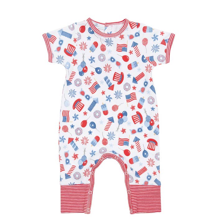 Fireworks and Fun Short Sleeve Playsuit for wholesale by Magnolia Baby