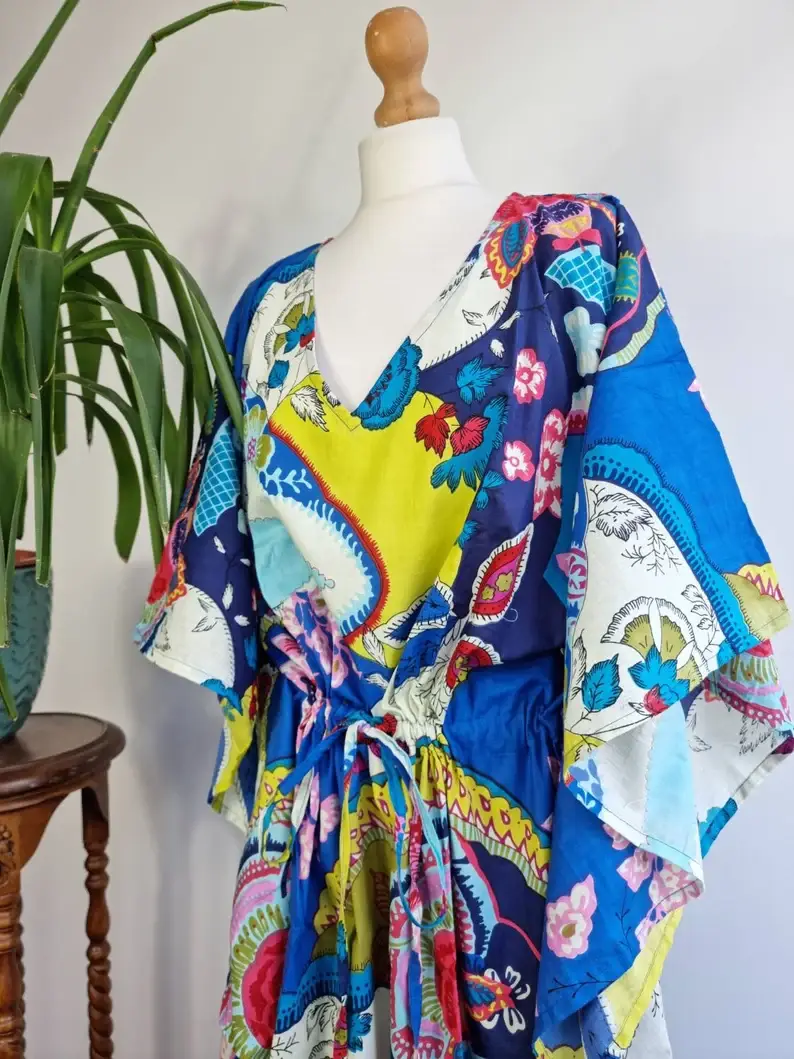 Essential Designs London – wholesale Kaftan – Women's – Pure Cotton Kaftan Long Dress In Vibrant Shade1