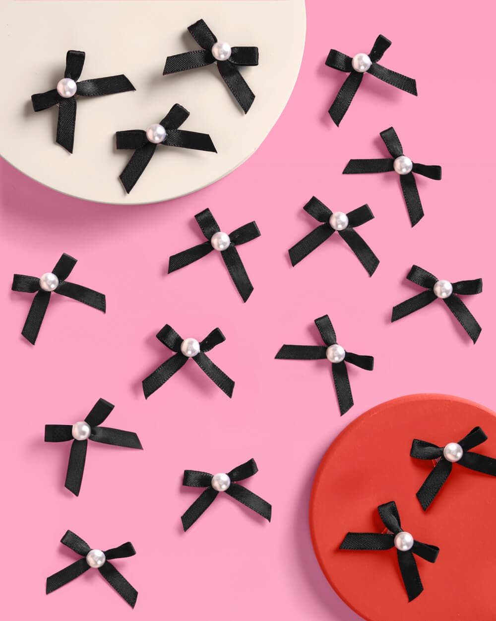 xo, Fetti - Wholesale Cake/Cupcake Topper - Bow Cake Toppers - 12 black + pearl cake toppers5