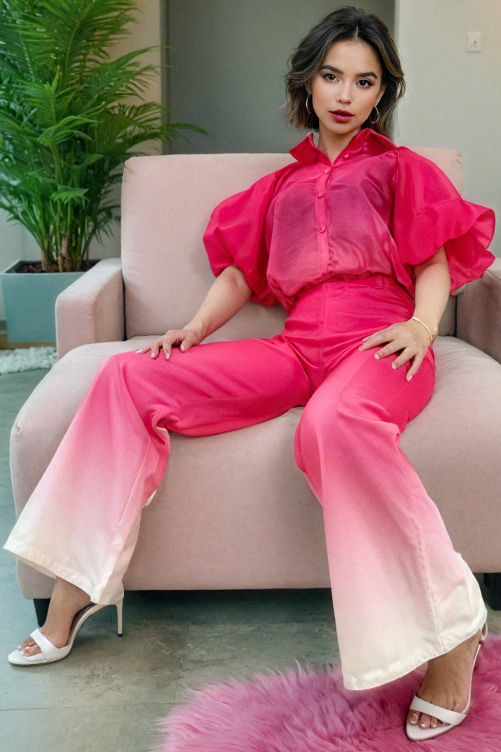 PINK A95001 OMBRE PANT / TOP SET for wholesale on Faire