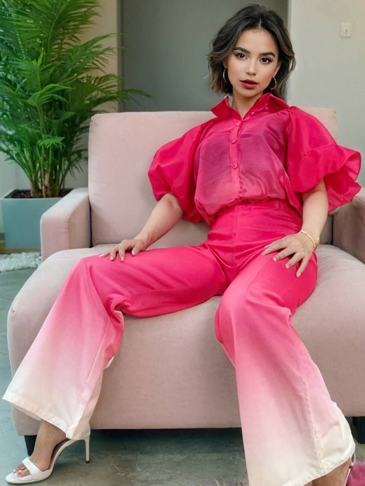PINK A95001 OMBRE PANT / TOP SET for wholesale on Faire0