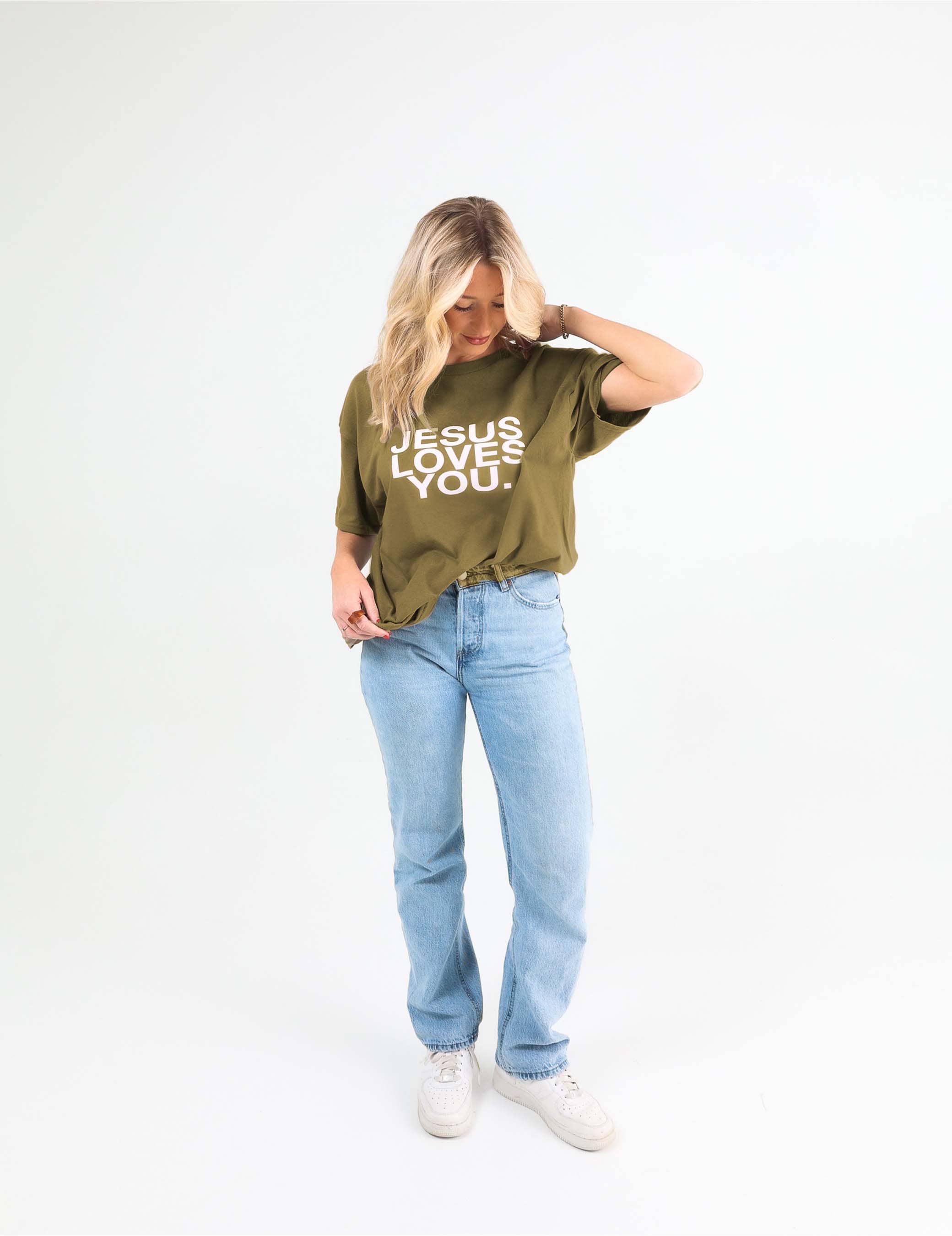 Jesus Loves You Company - Wholesale Screen Printed T-Shirt - Women's - "The Earthtone Tees" - Mocha/Blush