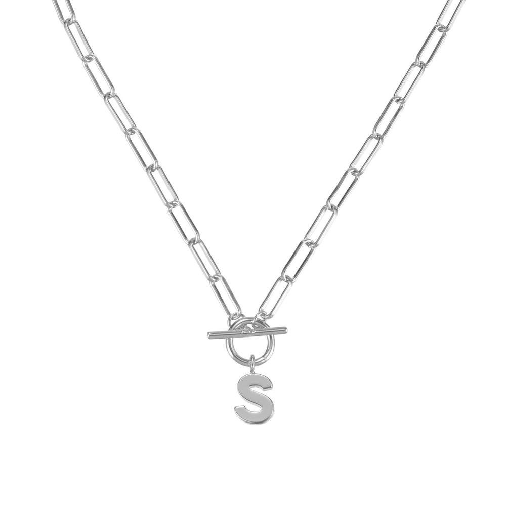Natalie Wood Designs - Wholesale Pendant/Charm Necklace - Toggle Initial Necklace Pre-Pack, Silver18