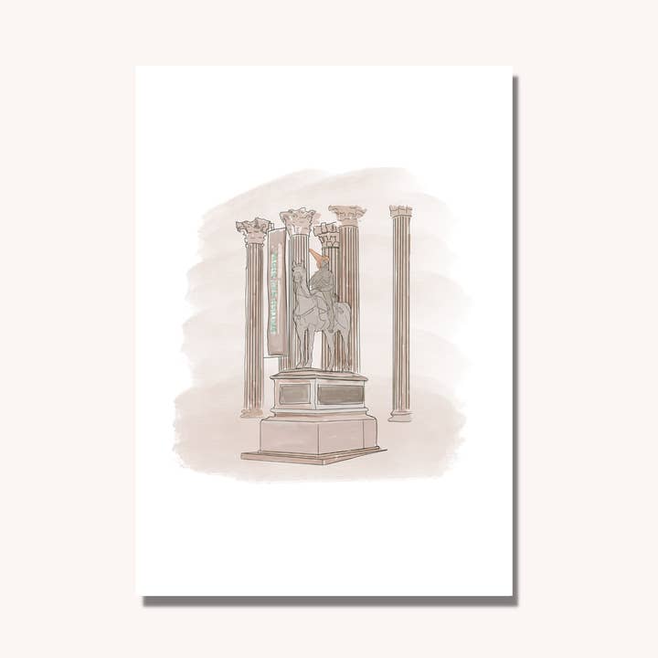 Glasgow Duke of Wellington Statue: Man with Cone Hat Illustration Print for wholesale by Frame Your World Shop