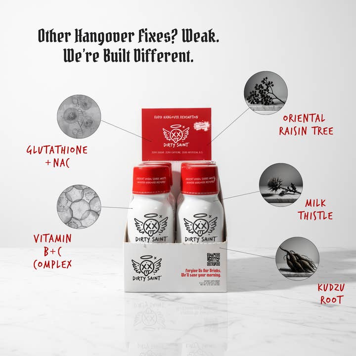 Dirty Saint - Wholesale Oral supplement/vitamin - Rapid Hangover Recovery Shot in Natural Grape Flavor Single Case (6 Bottles)5