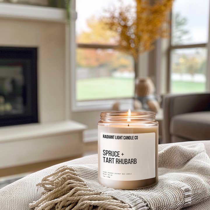 Radiant Light Inc - Wholesale Jar/Filled Candle - Spruce + Tart Rhubarb Scented 7oz Candle (Copy)3