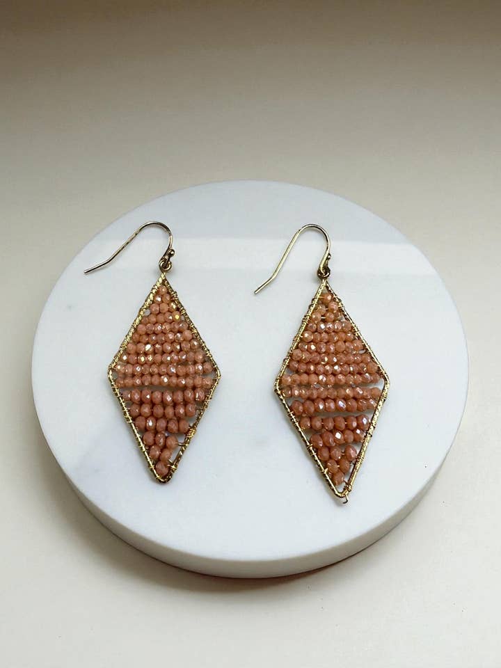2.5” wired salmon orange crystal Earring for wholesale by Ava Capri