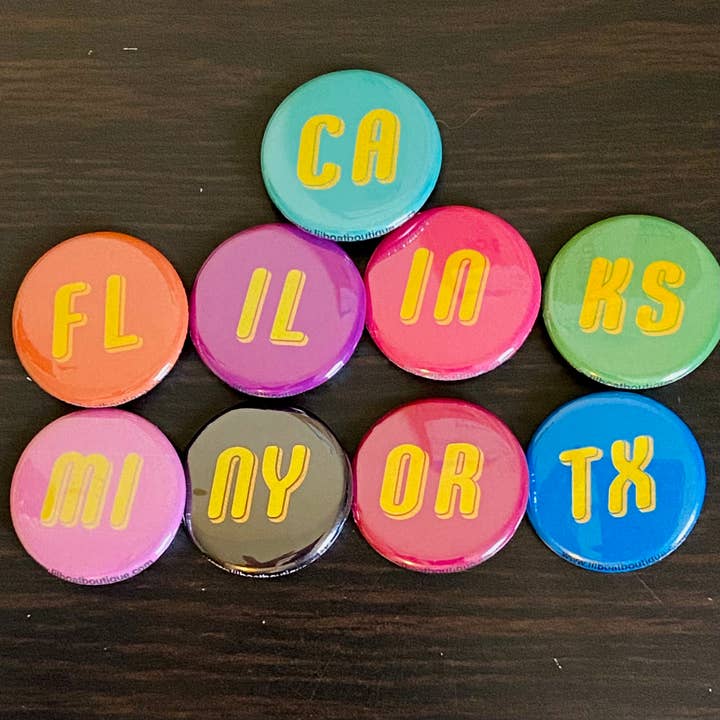 Lil Boat Boutique - Wholesale Lapel Pin/Button - Kansas State Initials 1.25" Button KS Pin Back