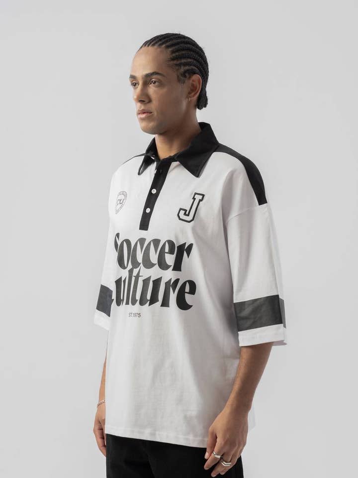 Oversized Polo Collar Rugby T-Shirt – Soccer Culture for wholesale by PremiumDenim