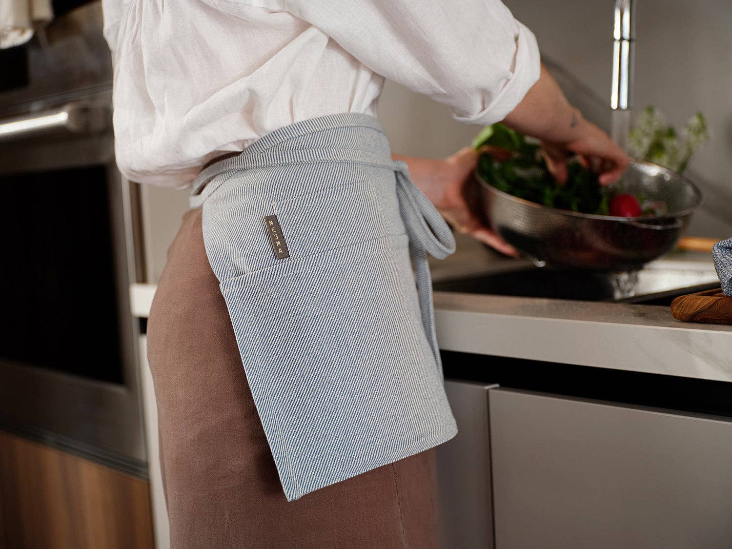 MEEMA - Vente Tabliers - Tablier de serveur en coton MEEMA, tablier mi-long avec poches15