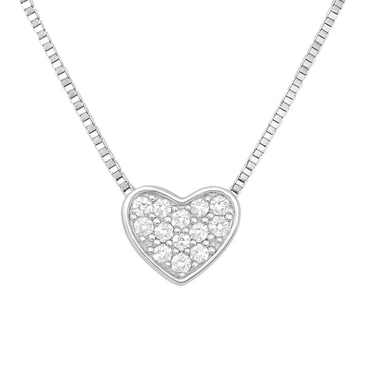 Collier Nicoletta – pendentif cœur serti de zircones pour la vente par Impala