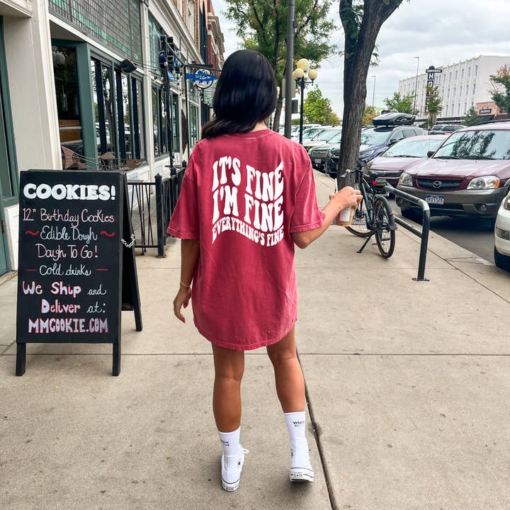 Its Fine Im Fine Everything Is Fine Tshirt for wholesale by Happy Vibes Clothing