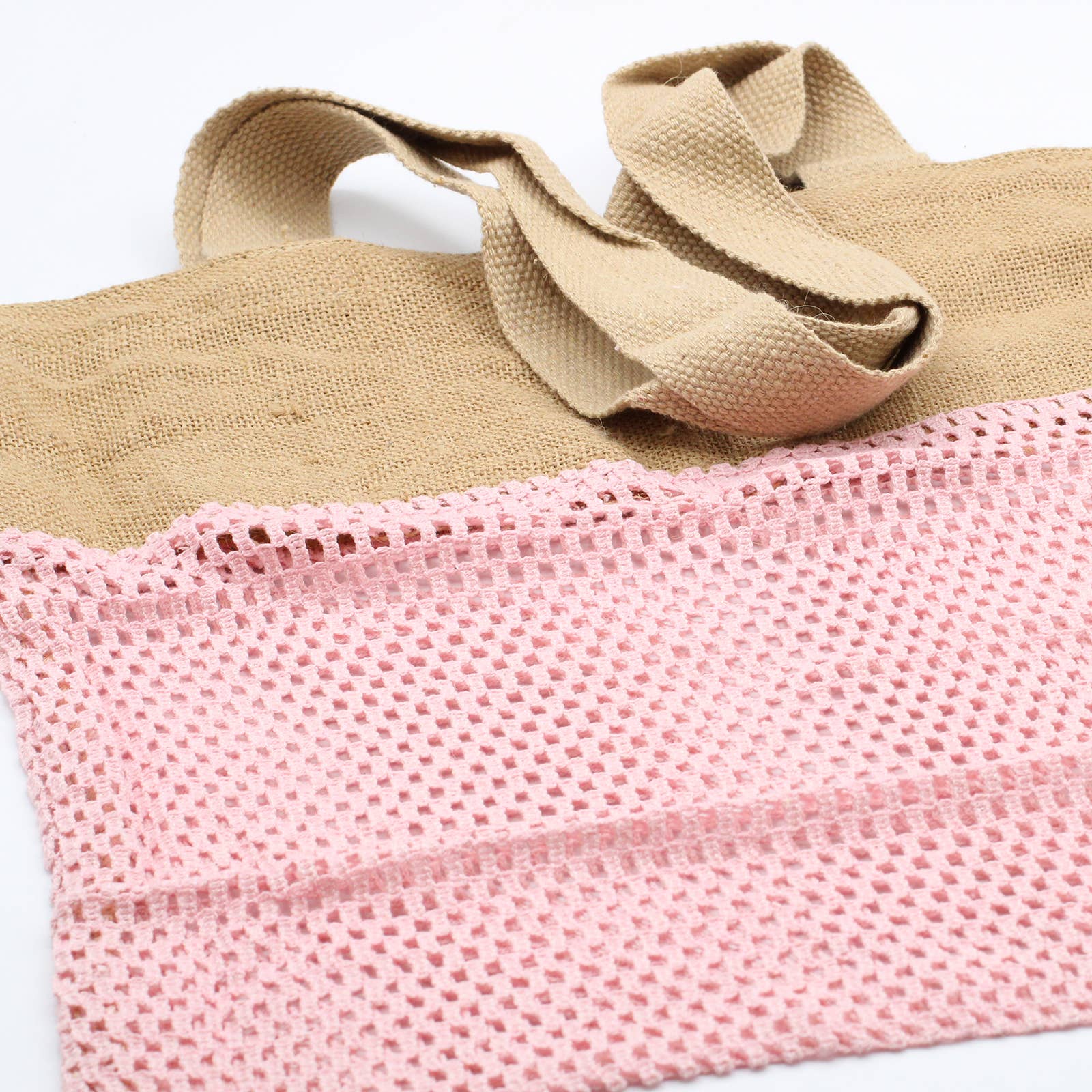 AW Artisan - Wholesale Laptop Bag - Unisex - Pure Soft Jute and Cotton Mesh Bag - Pink4