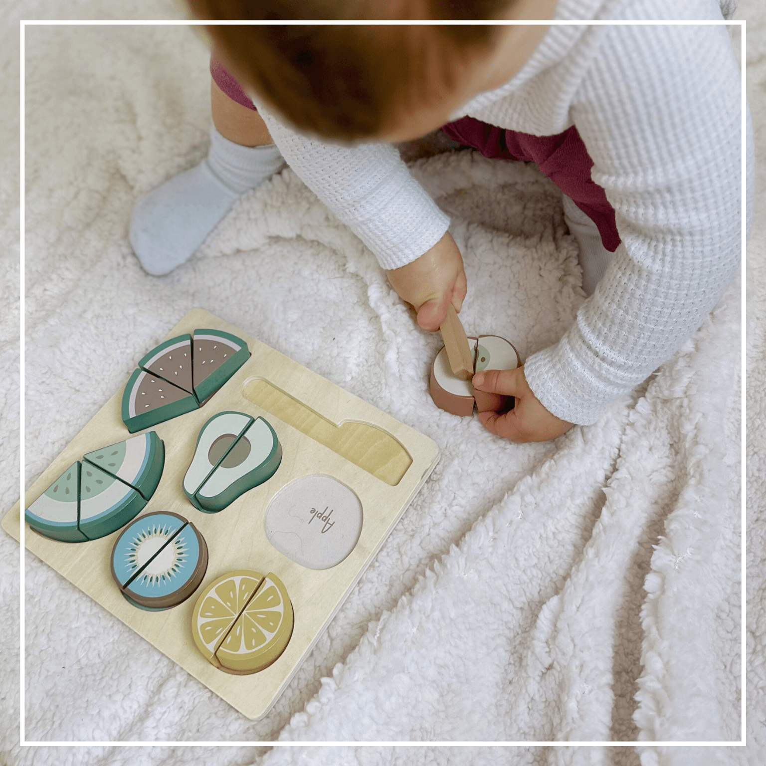 OmaOmaOma! Montessori Educational Wooden Toys for Kids - Wholesale Puzzle - Kids - Wooden Fruit Cutting Puzzle - Velcro Play Food Set Ages 18m+6