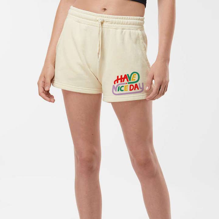 Have a Nice Day Fleece Shorts for wholesale by femfetti