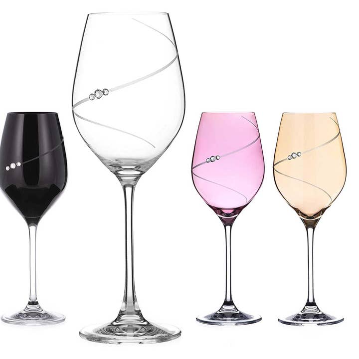 Diamante Swarovski Coloured White Wine Glasses With ‘silhou for wholesale by DIAMANTE