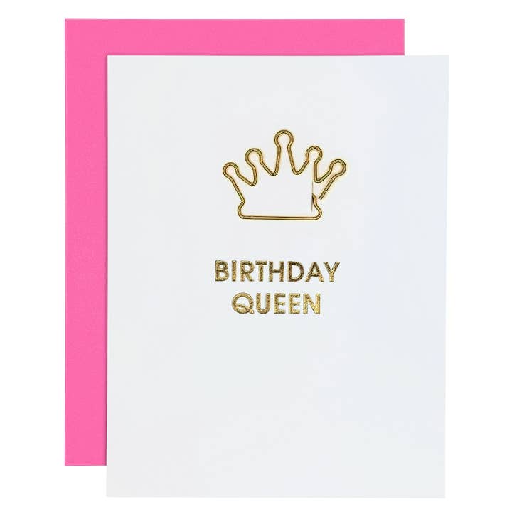 Birthday Queen - Crown Paper Clip Letterpress Card for wholesale by Chez Gagné
