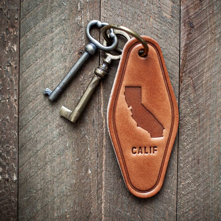 California lederen sleutelhanger in motelstijl voor wholesale door Sugarhouse Leather