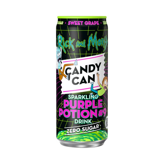 Pops Distro Inc - Wholesale Soda/Carbonated Drink - Rick and Morty Sparkling Purple Potion #9 - Sweet Grape Zero Sugar (330ml) (Netherlands) 6ct