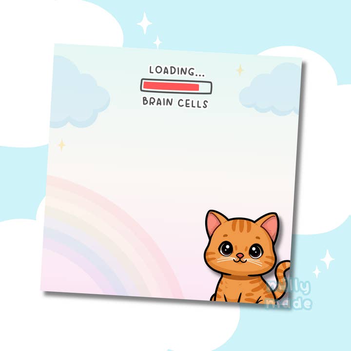 Loading Brain Cells Sticky Notes - Orange Tabby Cat | Cute Pet Office Supplies | 50 Sheets for wholesale by Milly Made Designs