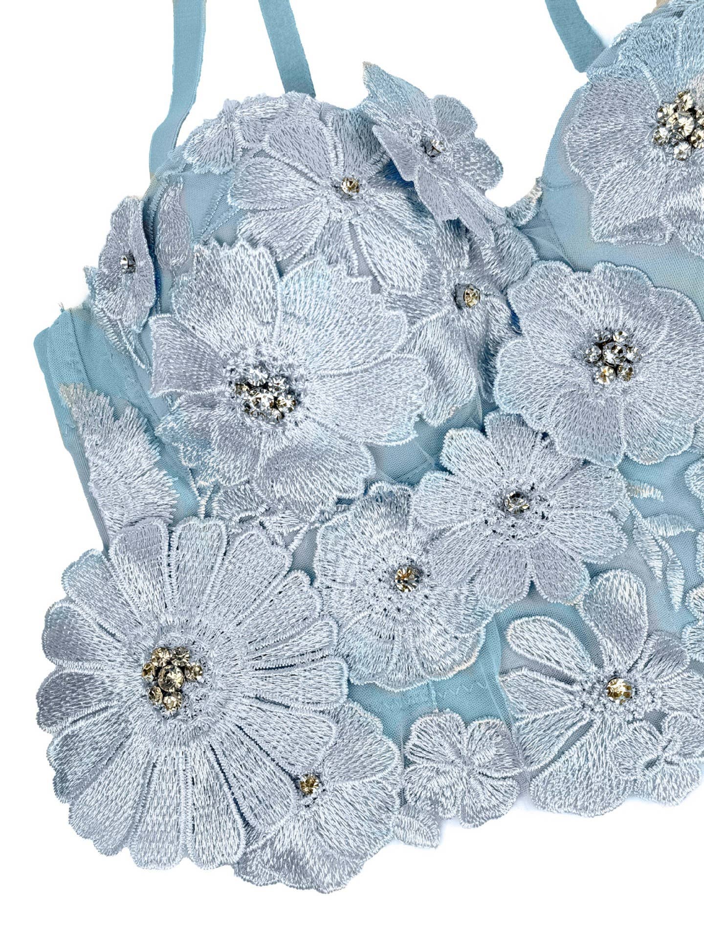 Productseeker – Großhandel Korsett – Damen – 29Y Dreidimensionales Florales Diamant-Trägertop mit Hosenträger20