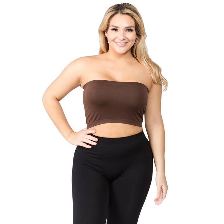 K.Lee Seamless - Wholesale Knit Top - Women's - Bandeau Tube Top Plus2