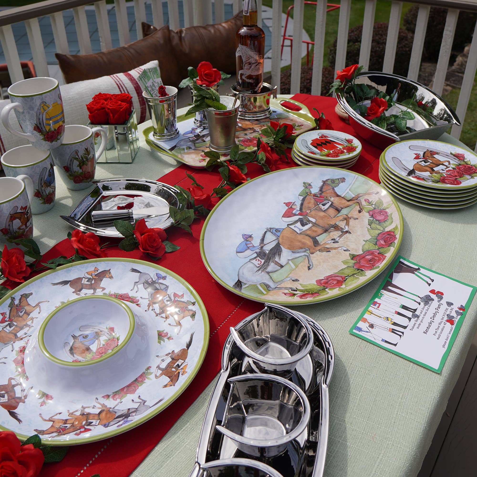 Certified International - Wholesale Condiment/Dip Bowl - Day at the Races Melamine Chip & Dip 14.53