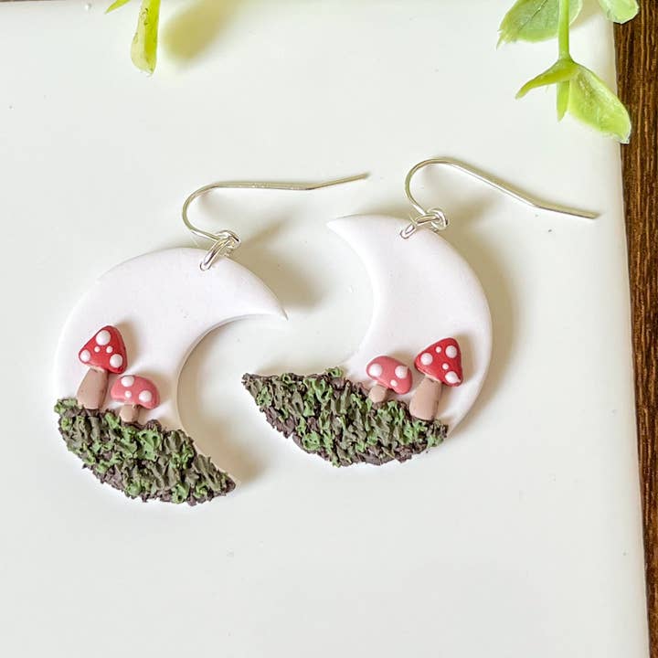 Mushroom Moon earrings | sterling silver for wholesale by Retrochrome Creations