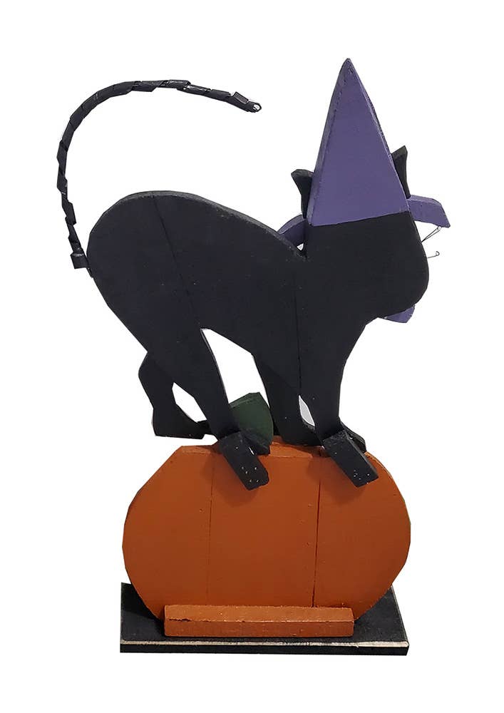 Hi-Line Gift Ltd. - Wholesale Christmas decoration - 30in Wooden Black Cat on Pumpkin Halloween Décor3
