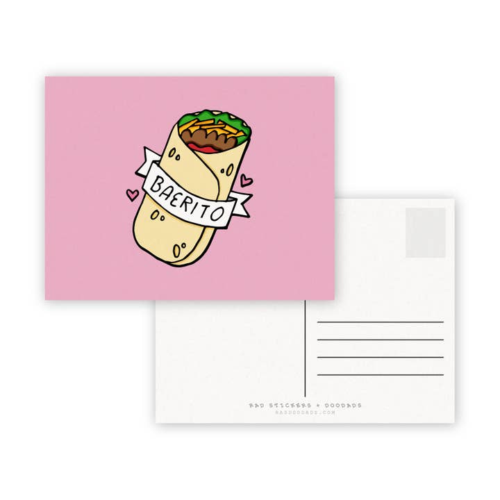 Baerito A2 Double Sided Postcard för wholesale av RAD Stickers + Doodads