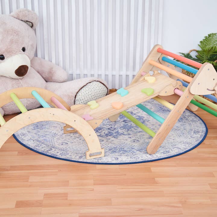 Farnora Decor – wholesale Träleksak - Barn – Montessori Lekgym för barn Set (båg+ramp+bräda) Pastell Min2