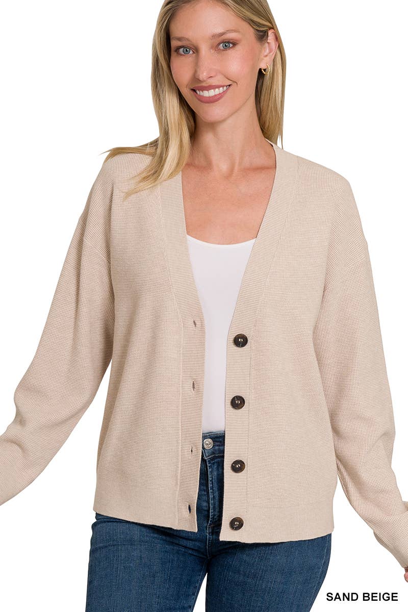 42POPS - Wholesale Cardigan - Women's - .Drop Shoulder Button Front Sweater Cardigan14