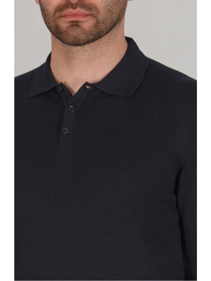 Paul James Knitwear – wholesale Polo – Men’s – Mens Lightweight Cotton Long Sleeve Knitted Polo Shirt22