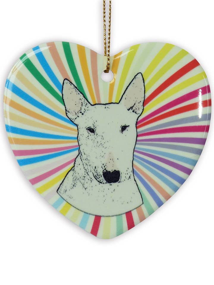 Bull Terrier Ceramic Heart Ornament for wholesale by Sabyloo