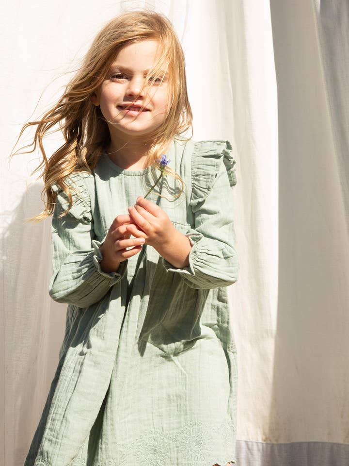 Abito in Mussola Organica | Manica Lunga - Charlotte per la vendita all'ingrosso da parte di Babu