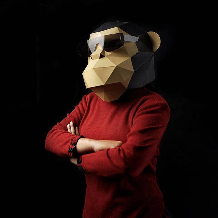 PAPERCRAFT WORLD – Kit de artesanato DIY por atacado – Máscara Origami Papercraft Gorilla1