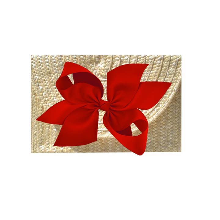 Peachy Pendants - Wholesale Clutch Bag - Women's - Vineyard Straw Clutch with Red Bow3