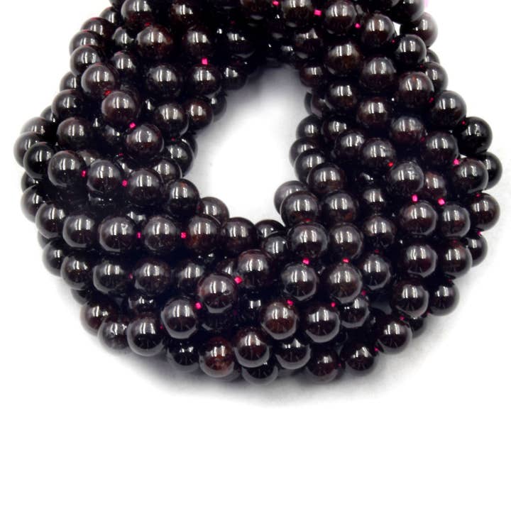 Only Beads - Wholesale Beads - Red Garnet Beads | Smooth Garnet Round Shaped Beads | 6mm 8mm 10mm