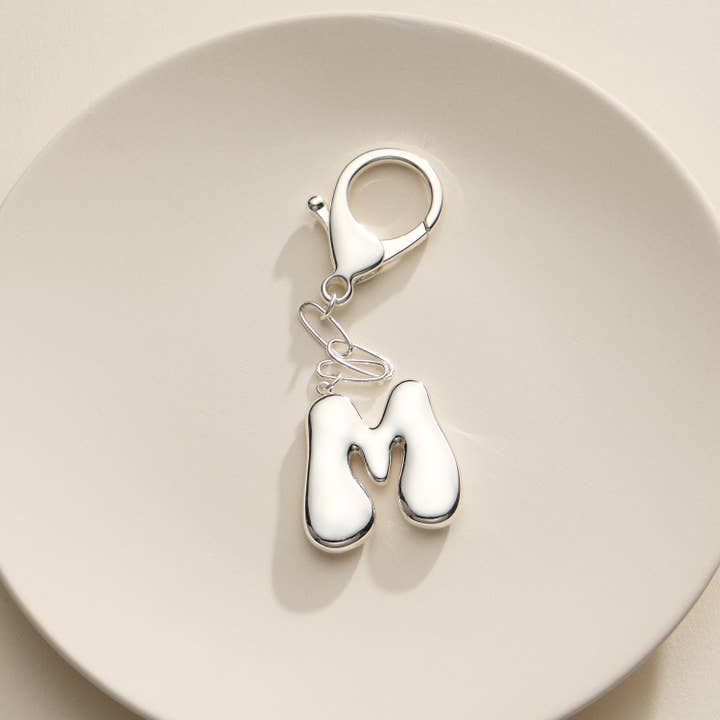 Frem – Porta-chaves - Mulher por atacado – Chaveiro com Letra em Estilo Bubble e Pingente para Bolsa7