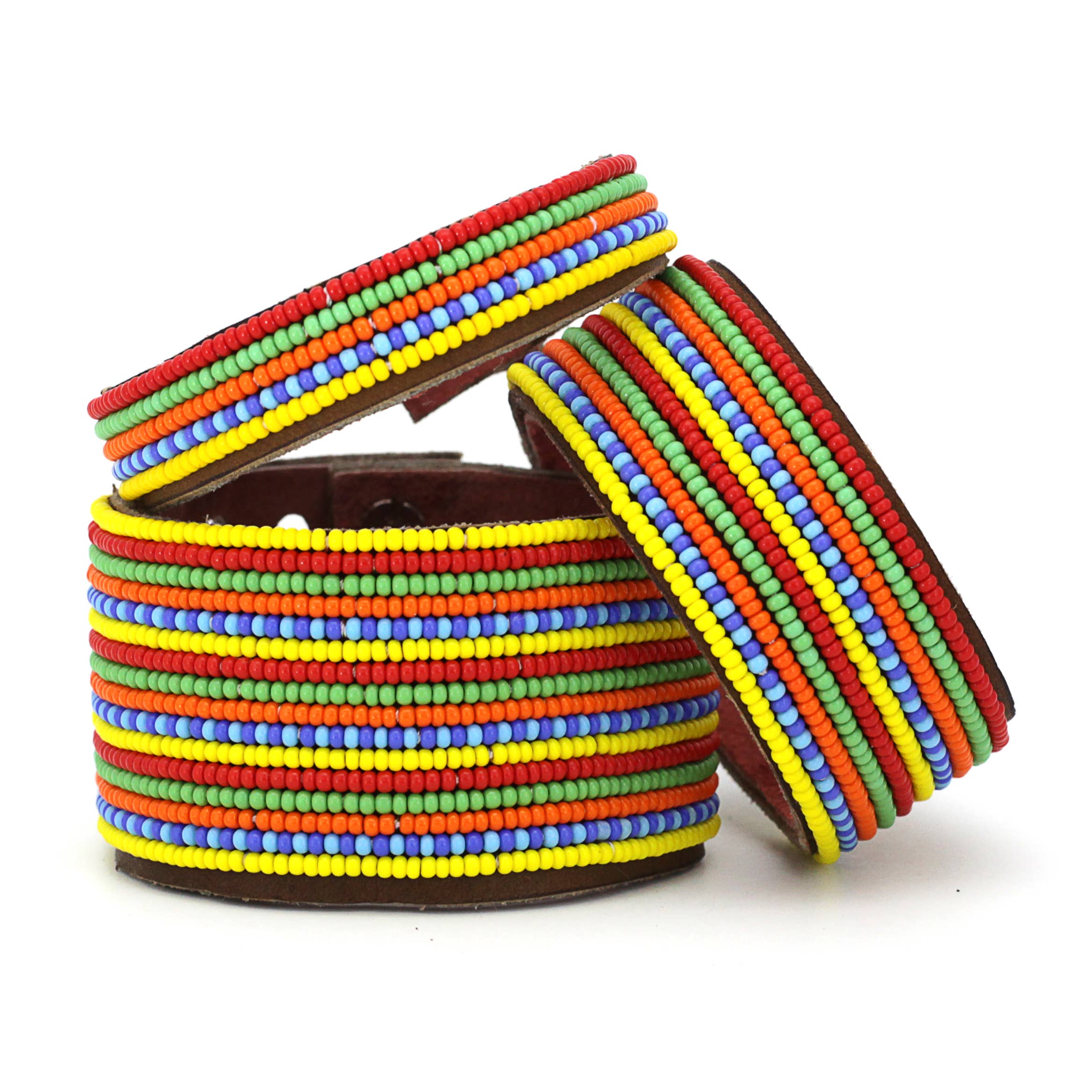 Swahili Coast - Wholesale Cuff Bracelet - Large Multi Stripe Leather Cuff4