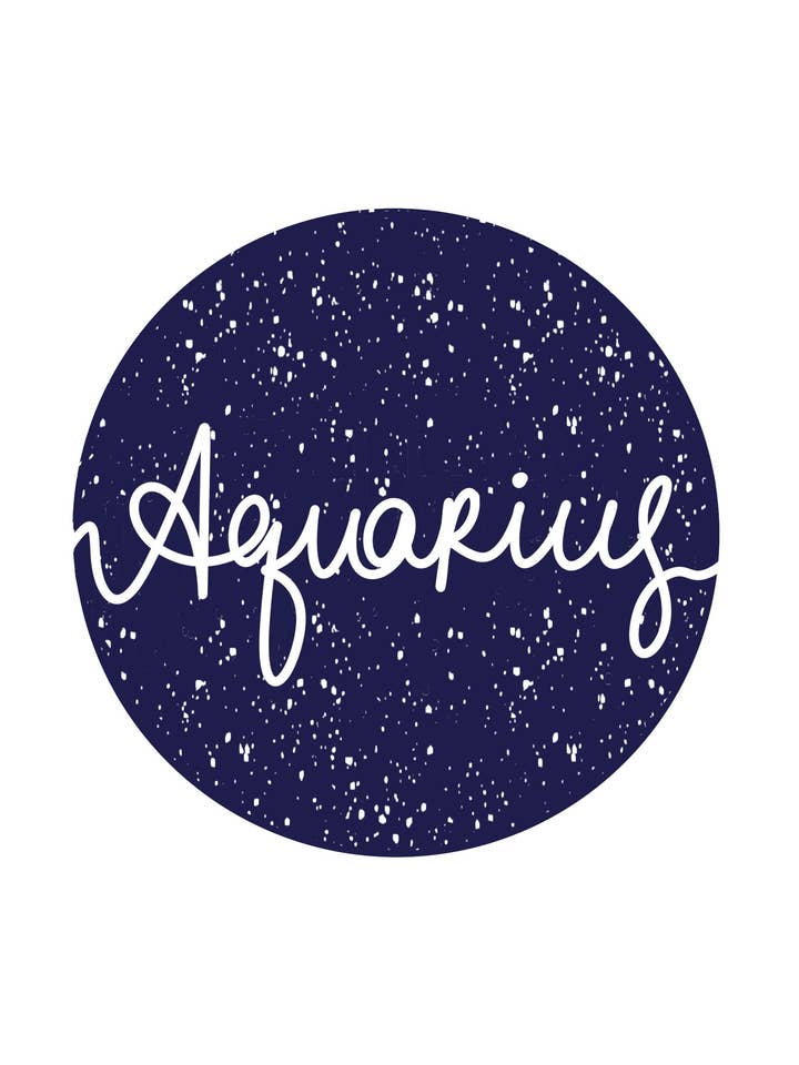 Clear Aquarius Rund Zodiac klistermärke | Aquarius Laptop klistermärke | Februari födelsedag | Astrologi Present | Vattentät Vinyl för wholesale av Papi Hour