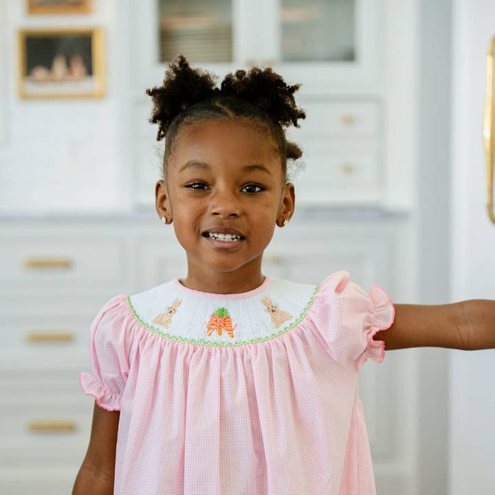Ruth and Ralph - Wholesale Dress - Kids - Easter Bunny and Carrots Smocked Helen Dress