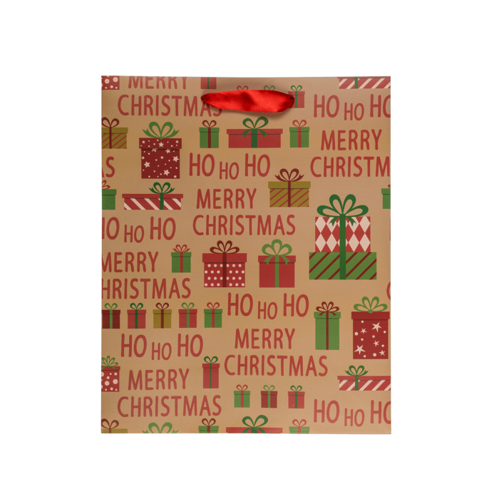 Out of the blue KG - Vendita all'ingrosso Buste regalo - Borsa regalo di carta Ho Ho Ho, ca. 26 x 10 x 32 cm, 2 modelli assortiti, 12 pezzi per confezione1