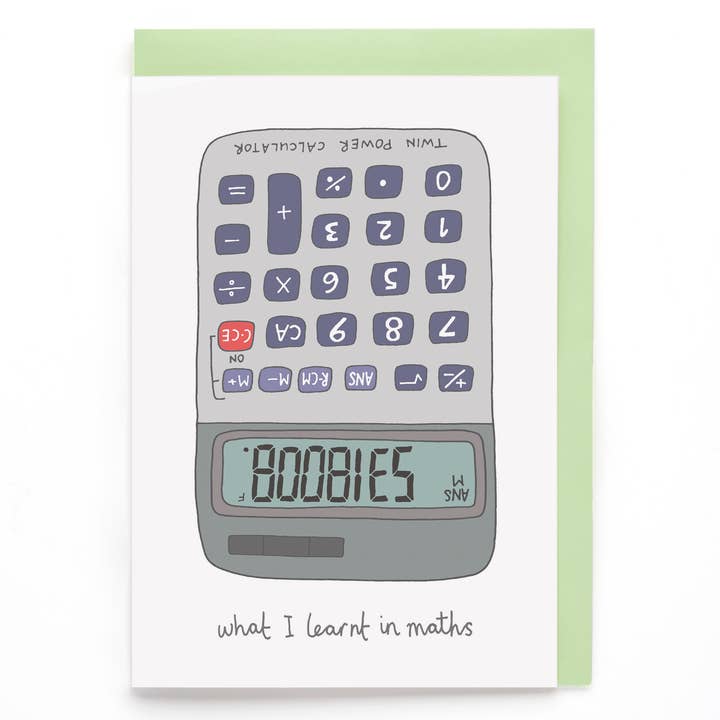Boobies Calculator Greeting Card | Funny Birthday Card for wholesale by You've Got Pen On Your Face