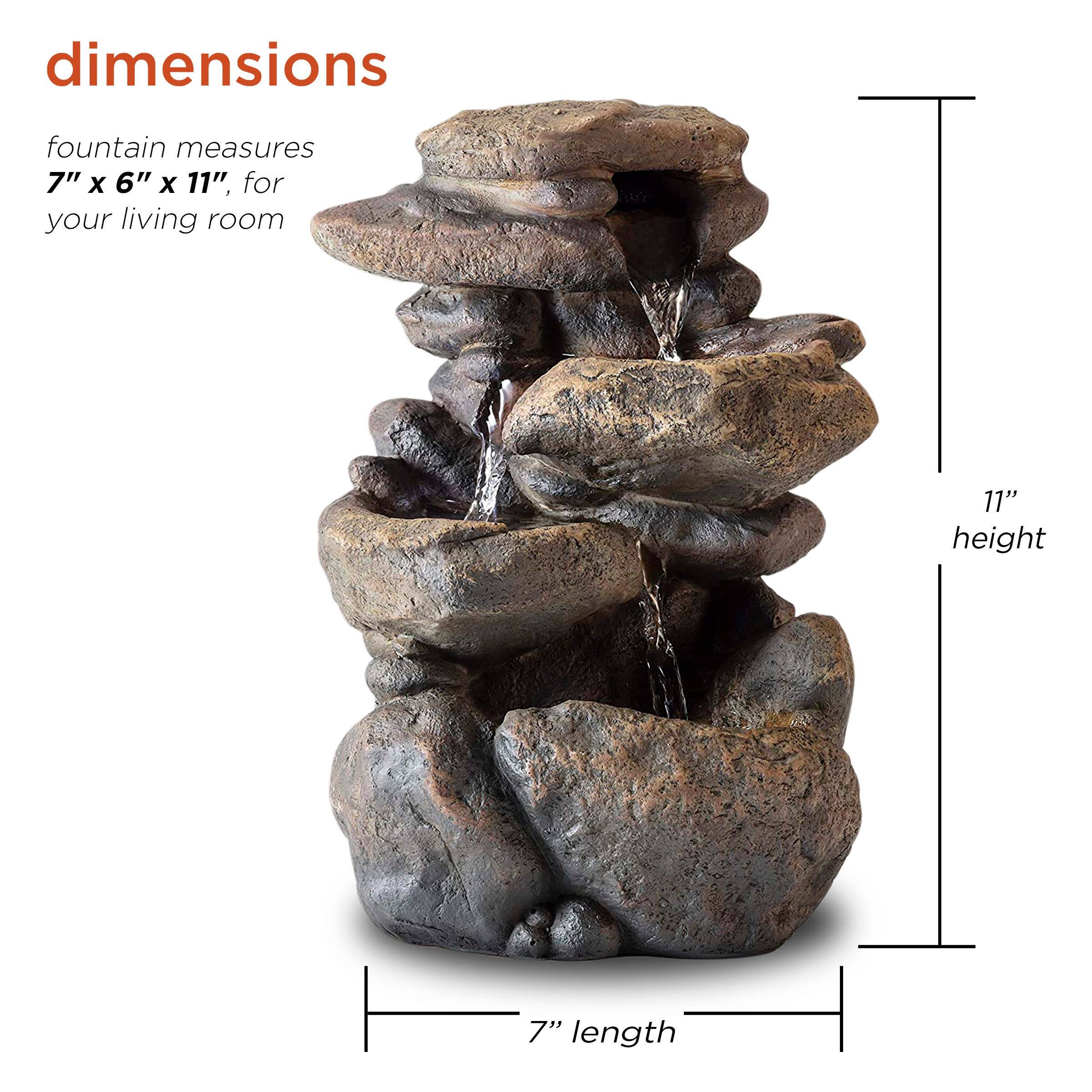 Alpine Corporation - Wholesale Decorative Tabletop Object - Alpine Corporation Tiered Rock Tabletop Fountain with LED1